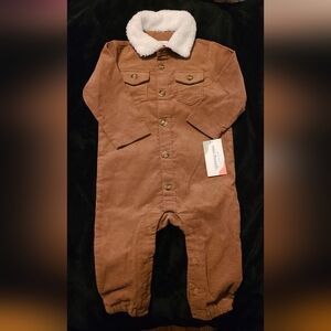 Petit Lem Rust Corduroy Baby Jumpsuit
